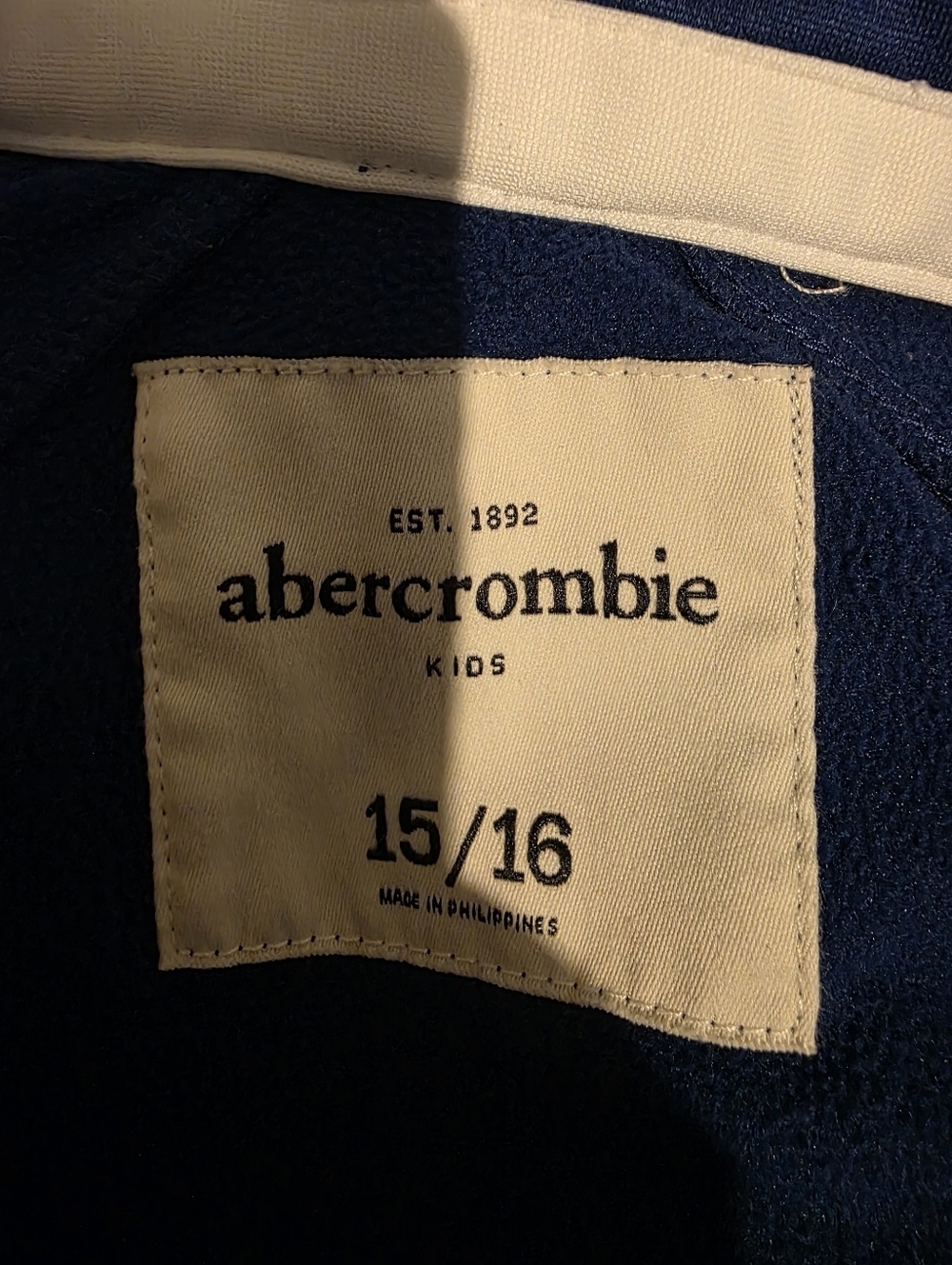 Abercrombie & Fitch Navy Jacket with Cream and Orange Accents - Picture 2 of 3